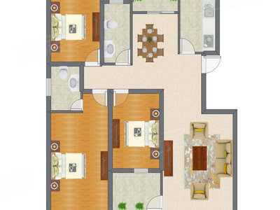 3室2厅 100.04平米