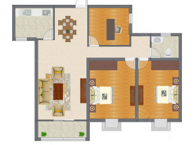 3室2厅 93.60平米