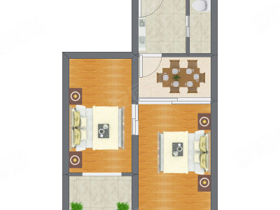 2室1厅 47.80平米