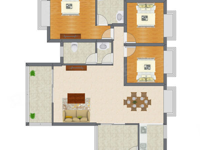 3室2厅 123.56平米