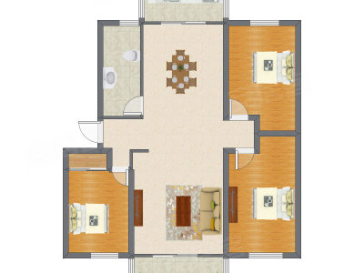 3室2厅 127.59平米