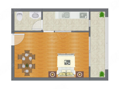 1室0厅 55.60平米户型图