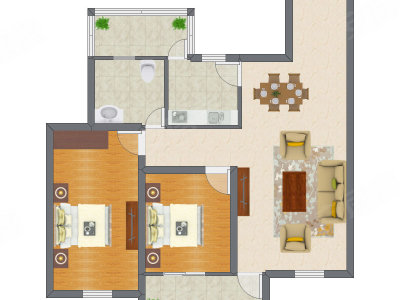 2室2厅 78.50平米户型图