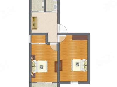 2室1厅 41.96平米
