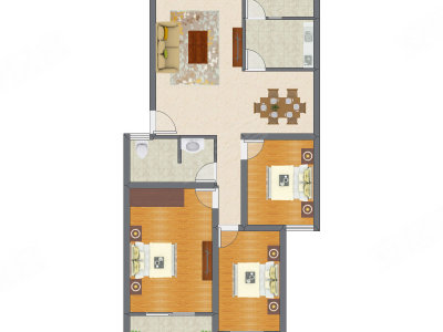 3室2厅 123.21平米户型图