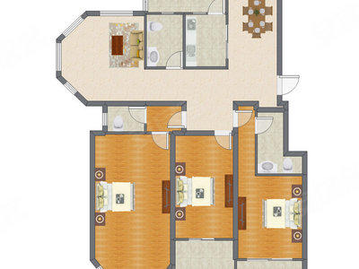 3室2厅 190.31平米户型图