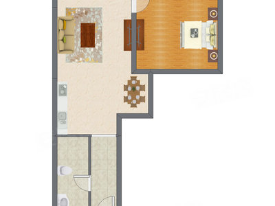 1室2厅 83.00平米户型图