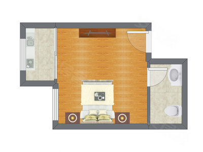 1室0厅 35.12平米户型图