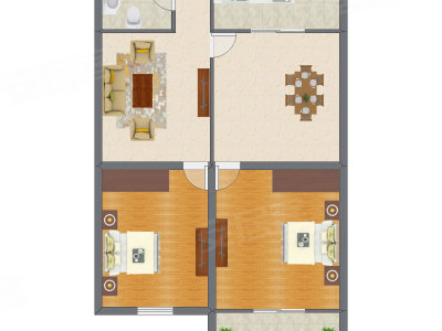 2室2厅 93.14平米户型图