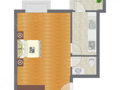 1室0厅 56.59平米户型图