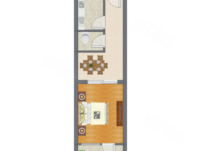 1室1厅 42.50平米户型图