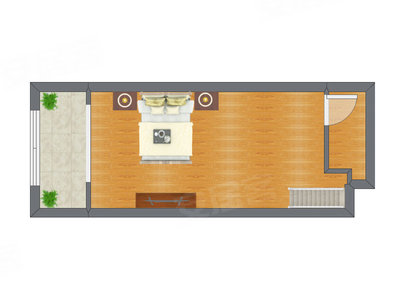 1室1厅 24.18平米户型图