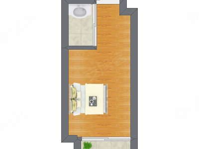 1室0厅 25.79平米户型图