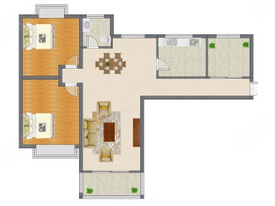 2室2厅 70.92平米户型图