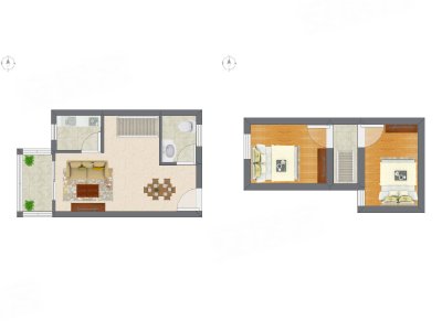 1室1厅 25.02平米户型图