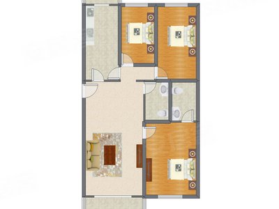 3室1厅 129.06平米
