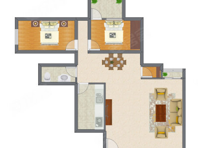 4室2厅 75.87平米