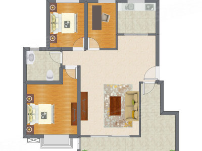 3室2厅 99.95平米