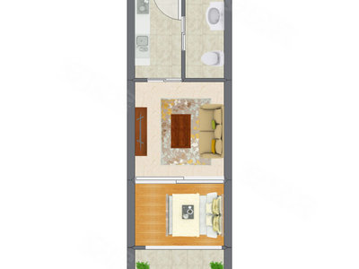 1室1厅 49.75平米户型图