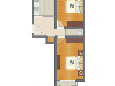 2室1厅 55.61平米户型图