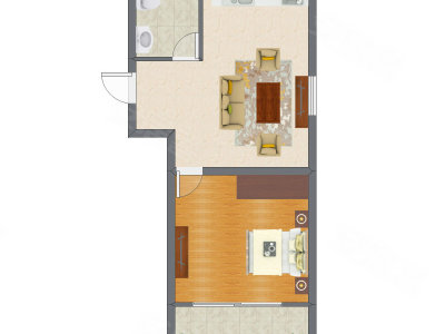 1室1厅 48.15平米户型图