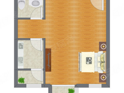 1室0厅 34.85平米户型图