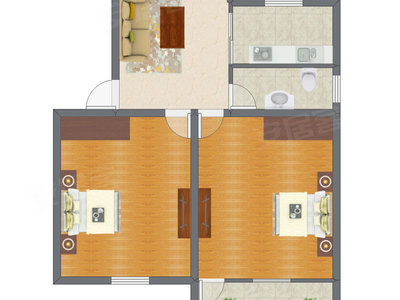 2室1厅 69.89平米
