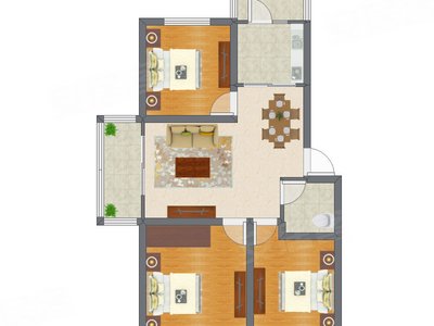 3室2厅 76.00平米