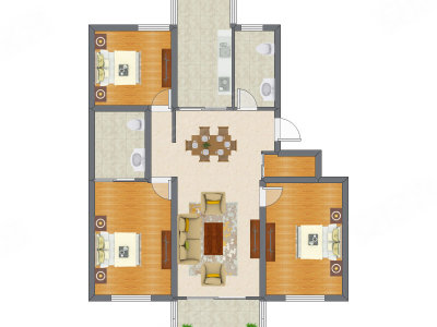 3室2厅 136.42平米