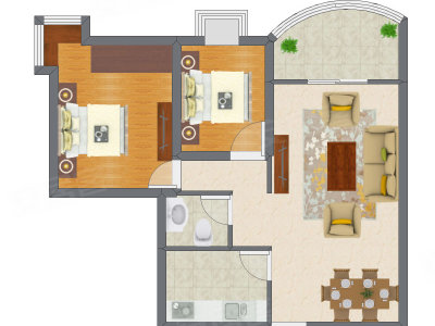 2室1厅 80.92平米户型图