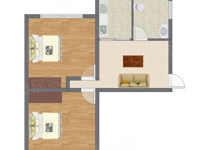 2室1厅 64.00平米户型图
