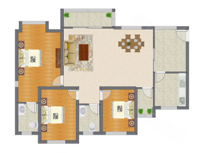 3室2厅 125.17平米