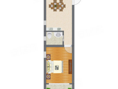 1室1厅 47.70平米户型图