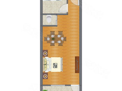 1室0厅 44.62平米户型图
