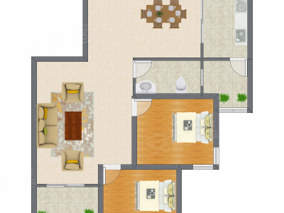 2室2厅 87.70平米