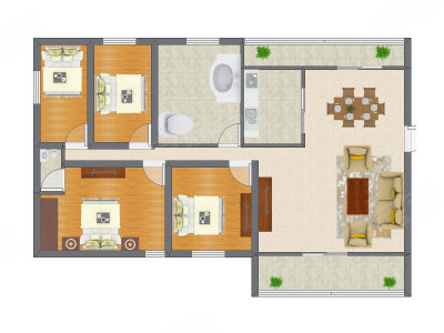 4室2厅 95.68平米
