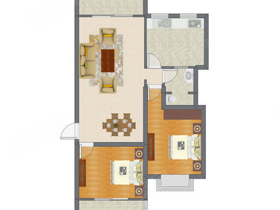 2室2厅 102.75平米户型图