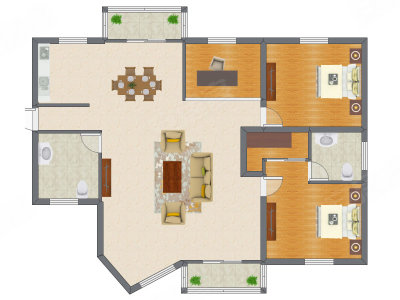 2室2厅 165.00平米户型图