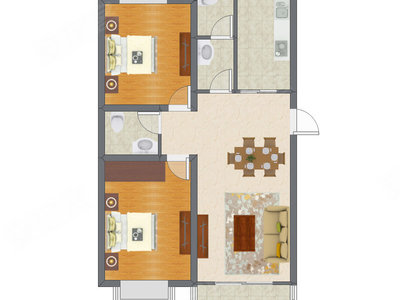 2室2厅 104.44平米户型图