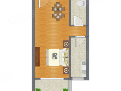 1室0厅 47.37平米户型图