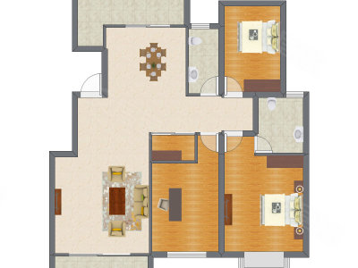2室1厅 104.13平米户型图