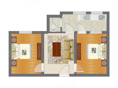 2室1厅 47.80平米户型图