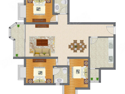 3室2厅 118.13平米