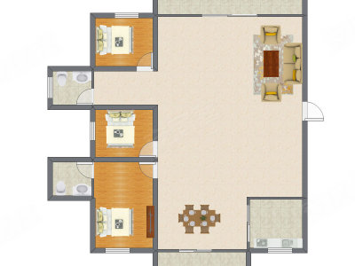 3室2厅 121.59平米