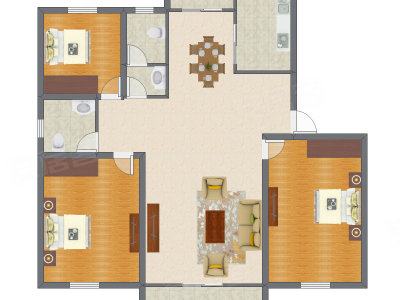 3室2厅 128.27平米