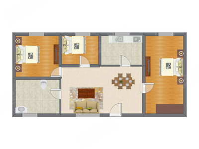 3室2厅 117.00平米户型图