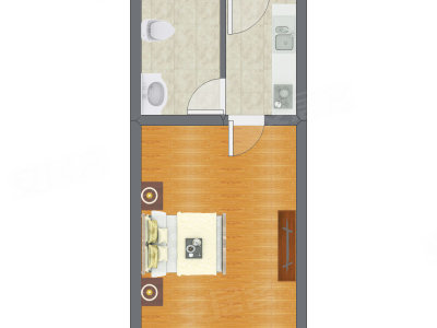 1室0厅 45.25平米户型图