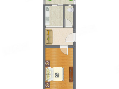 1室1厅 40.94平米户型图