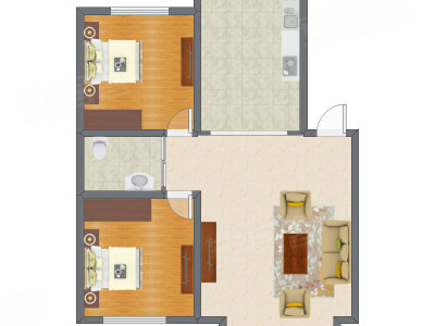2室1厅 101.64平米