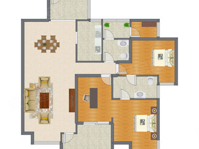 2室2厅 139.51平米户型图